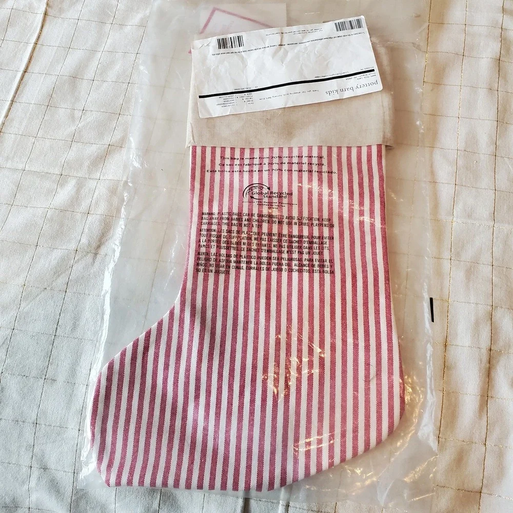 pottery‎ barn Kids reindeer Christmas Stocking Linen Monogram NWT